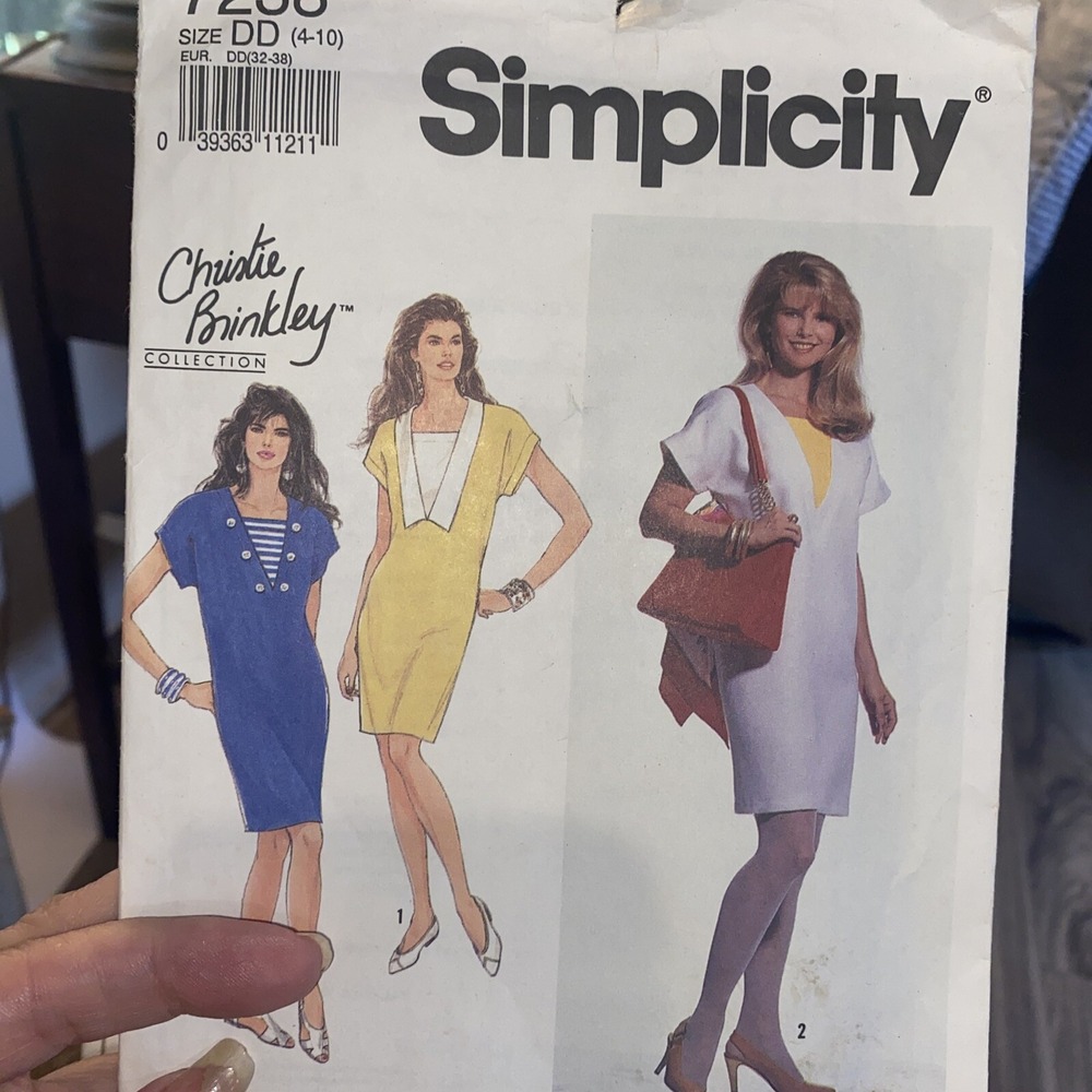 Vintage Simplicity 7238 Christie Brinkley Dress Sewing Pattern 1991 Size 4-10